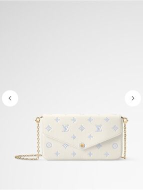 Louis Vuitton Cream Crossbody Wallet with Pale Blue Monogram